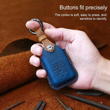 For-Honda-Car-Cowhide-Leather-Key-Protective-Cover-Key-Case,-Three-Keys-Start-Version-(Brown)