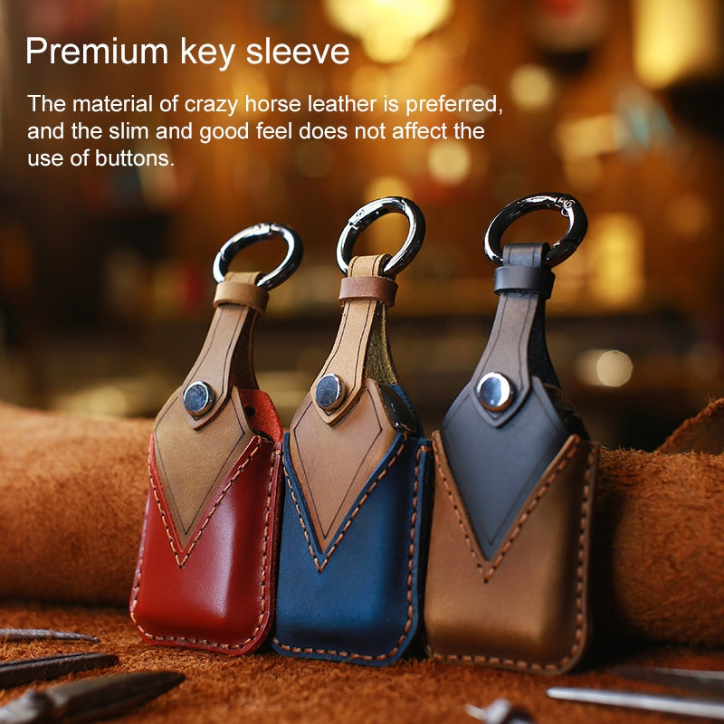 For-Honda-Car-Cowhide-Leather-Key-Protective-Cover-Key-Case,-Three-Keys-Start-Version-(Brown)