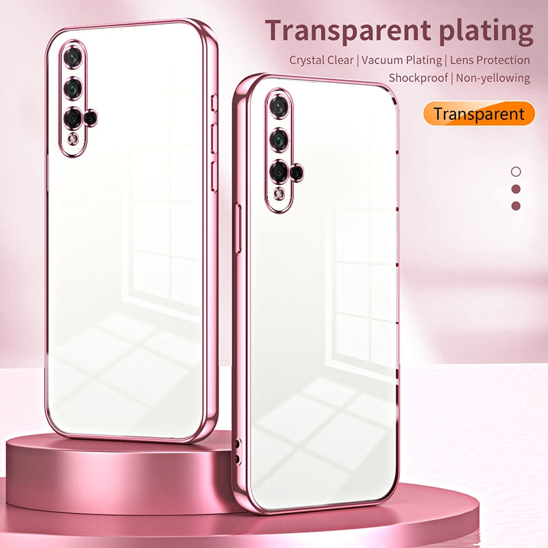 For-Honor-20-/-20S-/-nova-5T-Transparent-Plating-Fine-Hole-Phone-Case(Blue)