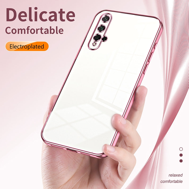 For-Honor-20-/-20S-/-nova-5T-Transparent-Plating-Fine-Hole-Phone-Case(Blue)
