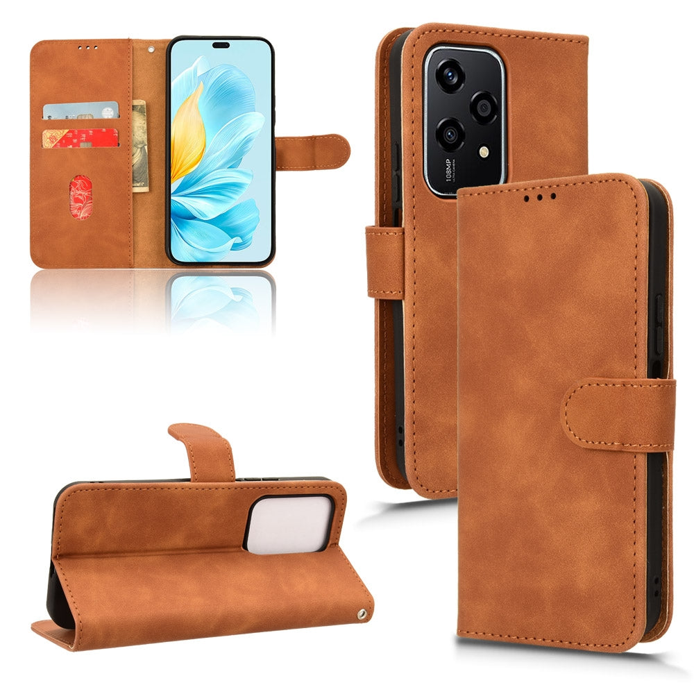 For-Honor-200-Lite-Global-Skin-Feel-Magnetic-Flip-Leather-Phone-Case(Brown)