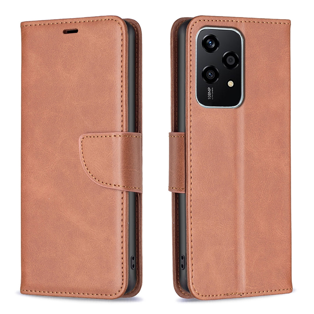 For-Honor-200-Lite-Global-Lambskin-Texture-Pure-Color-Flip-Leather-Phone-Case(Brown)