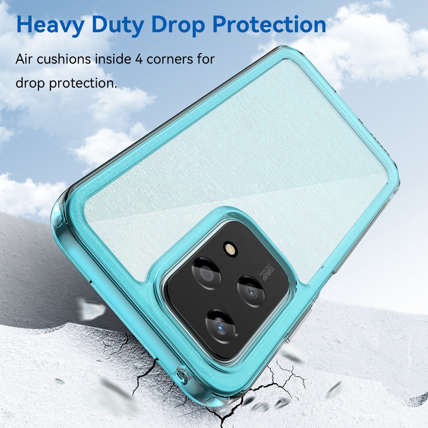 For-Honor-200-Lite-Global-Colorful-Series-Acrylic-Hybrid-TPU-Phone-Case(Transparent-Blue)