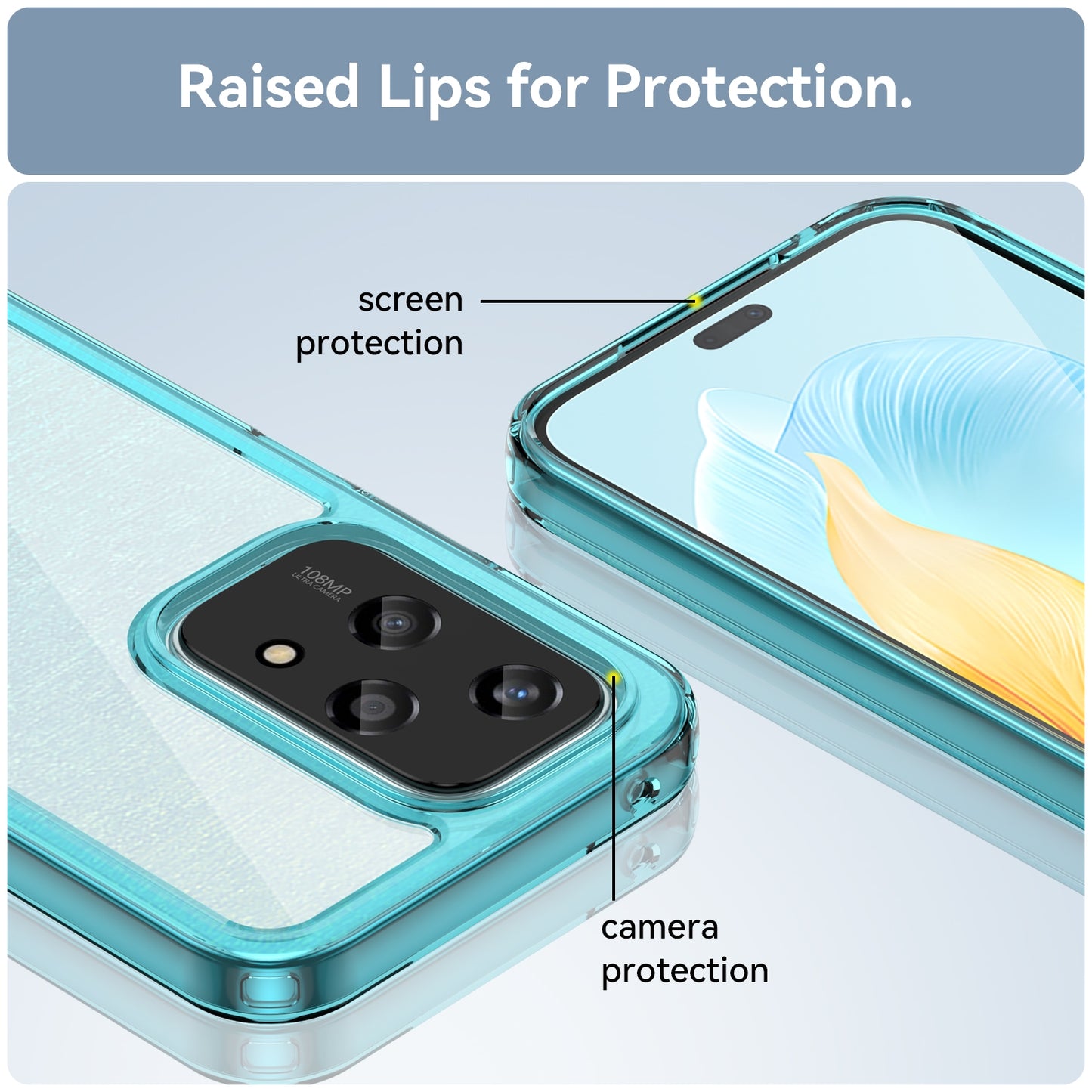 For-Honor-200-Lite-Global-Colorful-Series-Acrylic-Hybrid-TPU-Phone-Case(Transparent-Blue)