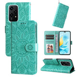 For-Honor-200-Lite-Global-Embossed-Sunflower-Leather-Phone-Case(Green)