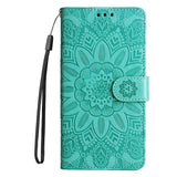 For-Honor-200-Lite-Global-Embossed-Sunflower-Leather-Phone-Case(Green)
