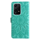 For-Honor-200-Lite-Global-Embossed-Sunflower-Leather-Phone-Case(Green)