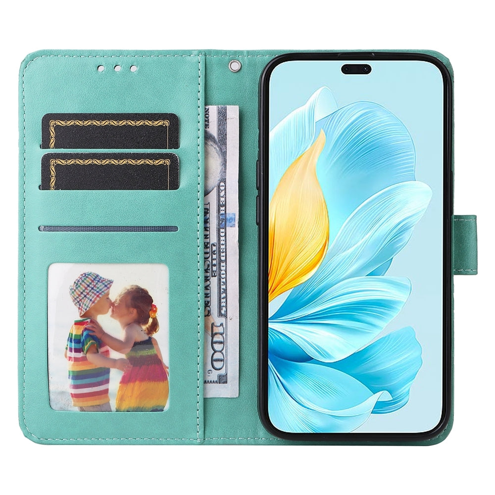 For-Honor-200-Lite-Global-Embossed-Sunflower-Leather-Phone-Case(Green)
