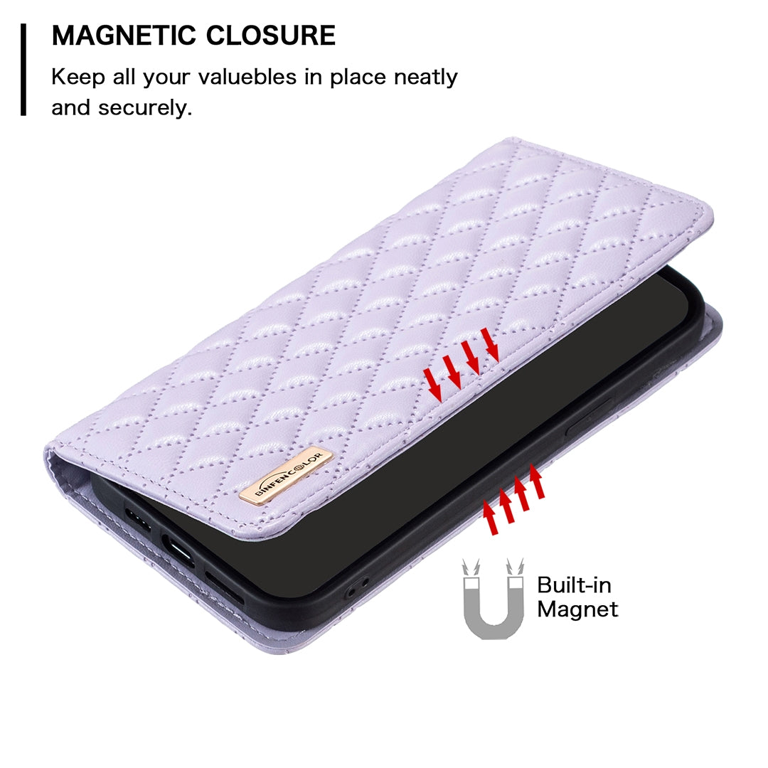 For-Honor-200-Lite-Global-Diamond-Lattice-Magnetic-Leather-Flip-Phone-Case(Purple)