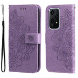 For-Honor-200-Lite-Global-Seven-petal-Flowers-Embossing-Leather-Phone-Case(Light-Purple)