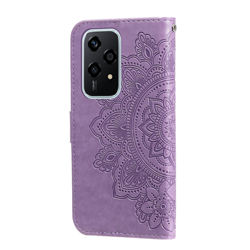 For-Honor-200-Lite-Global-Seven-petal-Flowers-Embossing-Leather-Phone-Case(Light-Purple)