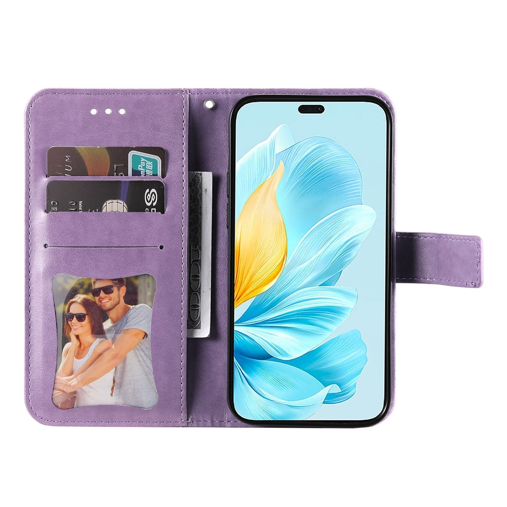 For-Honor-200-Lite-Global-Seven-petal-Flowers-Embossing-Leather-Phone-Case(Light-Purple)