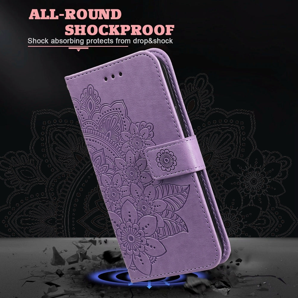 For-Honor-200-Lite-Global-Seven-petal-Flowers-Embossing-Leather-Phone-Case(Light-Purple)