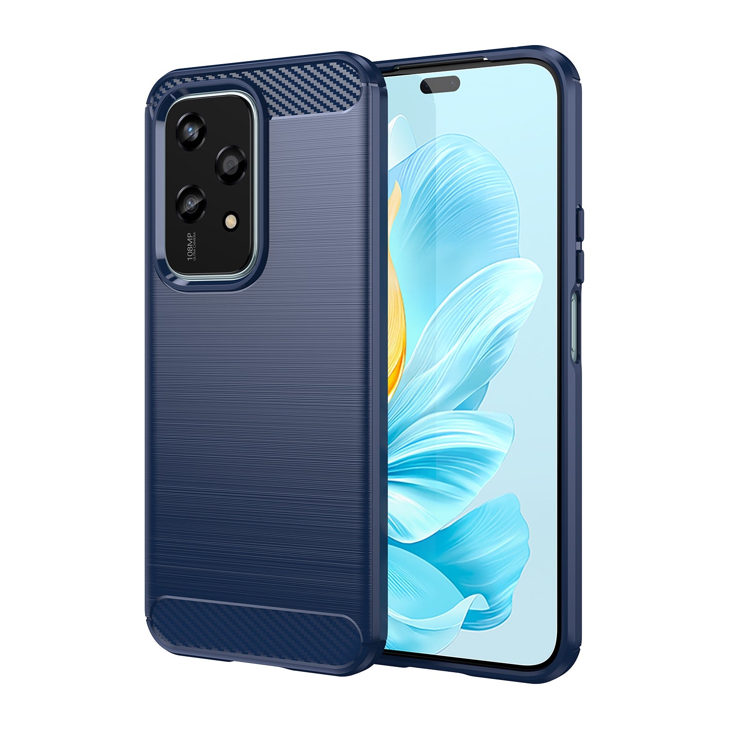 For-Honor-200-Lite-Global-Brushed-Texture-Carbon-Fiber-TPU-Phone-Case(Blue)