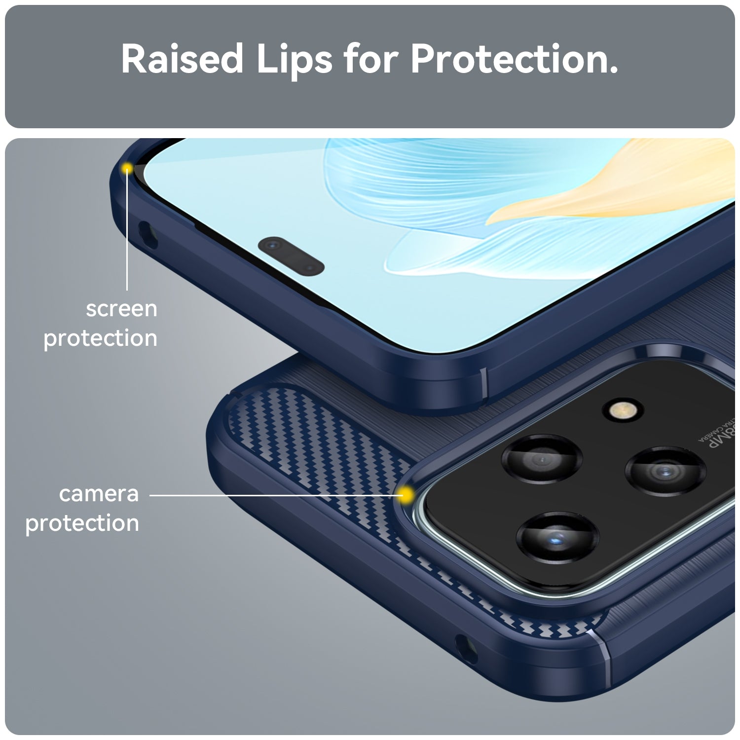 For-Honor-200-Lite-Global-Brushed-Texture-Carbon-Fiber-TPU-Phone-Case(Blue)