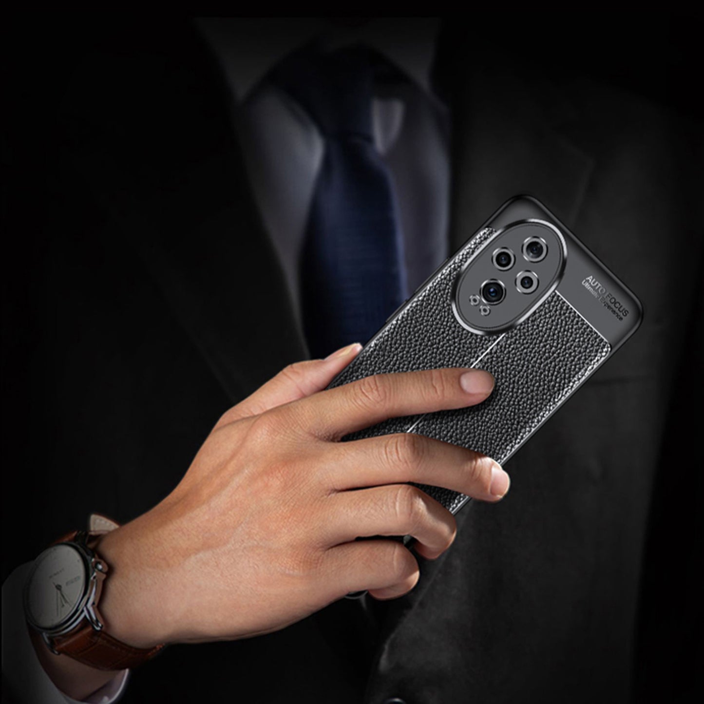 For-Honor-200-Pro-Litchi-Texture-Shockproof-TPU-Phone-Case(Blue)