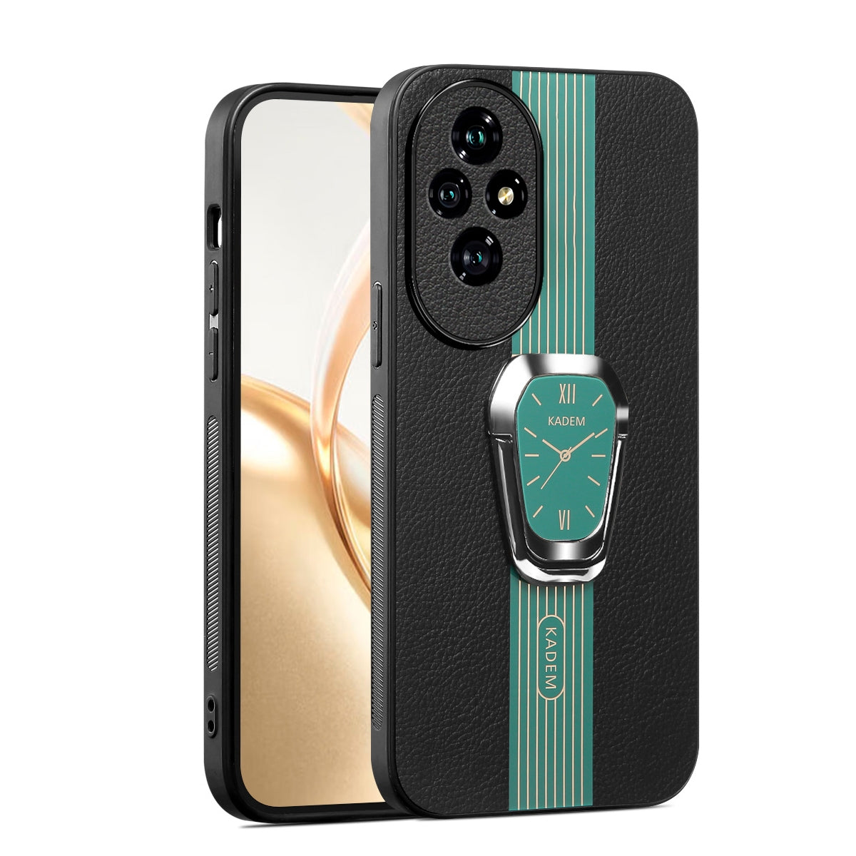 For-Honor-200-Pro-Magnetic-Litchi-Leather-Back-Phone-Case-with-Holder(Green)