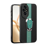 For-Honor-200-Pro-Magnetic-Litchi-Leather-Back-Phone-Case-with-Holder(Green)
