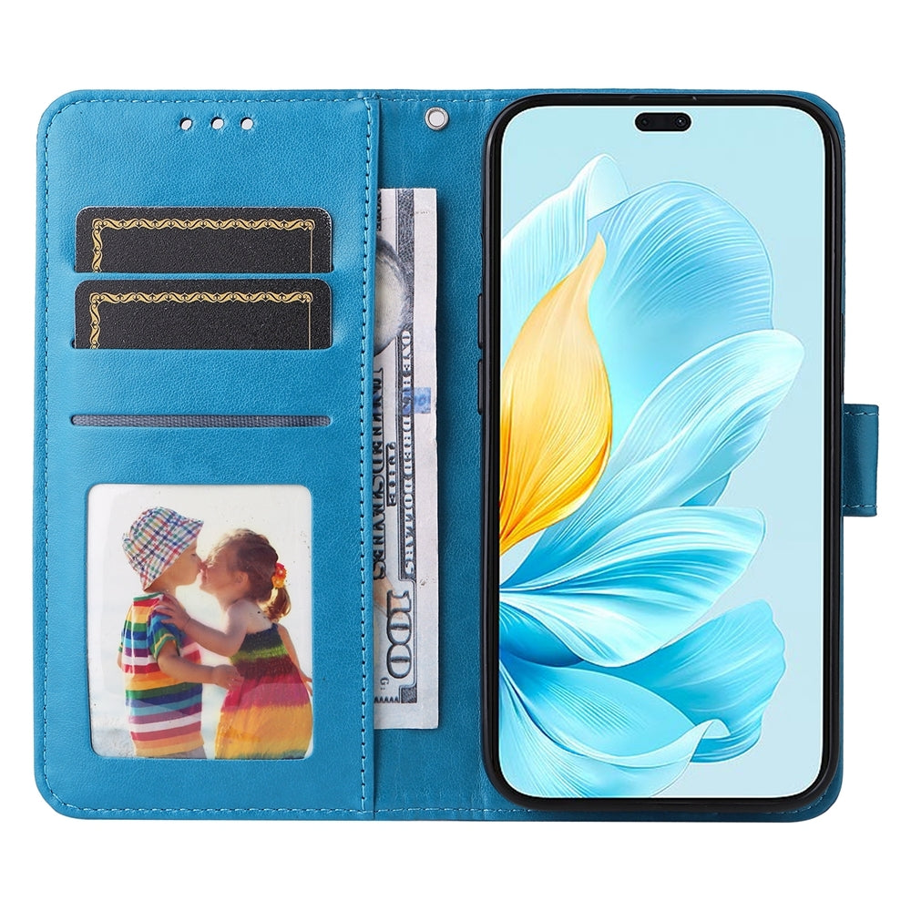 For-Honor-200-Lite-Global-Embossed-Sunflower-Leather-Phone-Case(Blue)