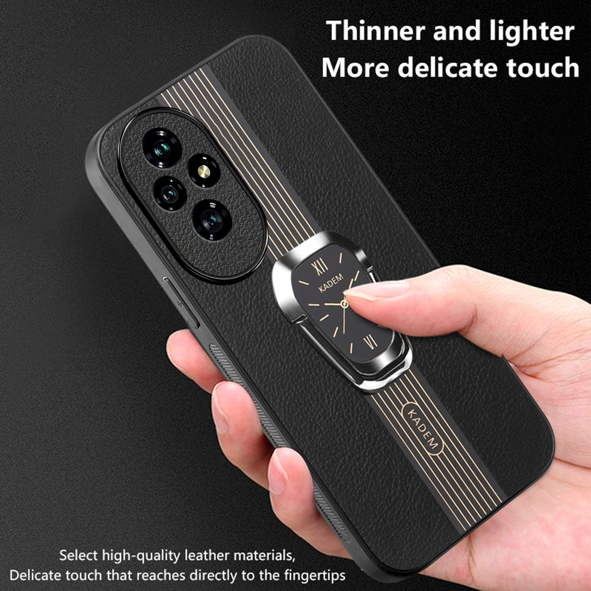 For-Honor-200-Pro-Magnetic-Litchi-Leather-Back-Phone-Case-with-Holder(Green)