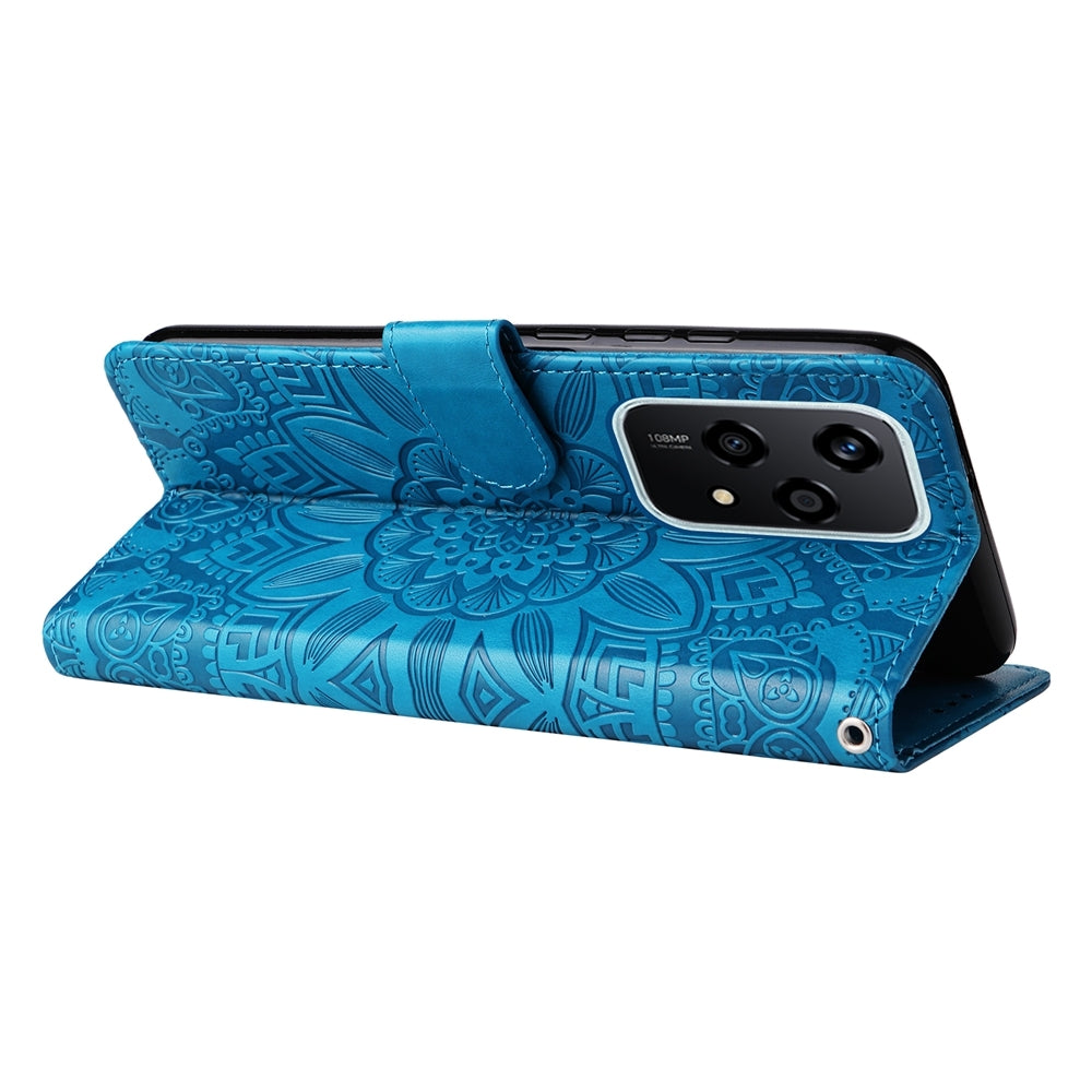 For-Honor-200-Lite-Global-Embossed-Sunflower-Leather-Phone-Case(Blue)