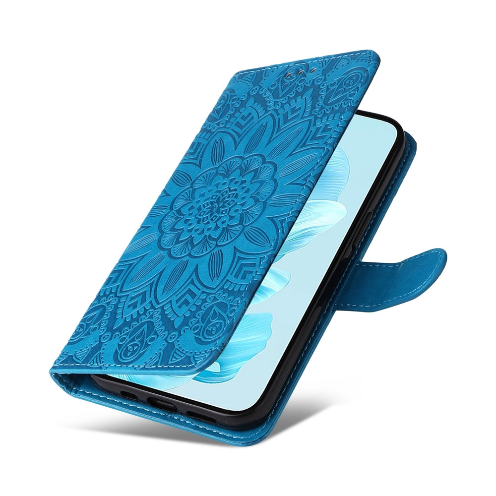 For-Honor-200-Lite-Global-Embossed-Sunflower-Leather-Phone-Case(Blue)