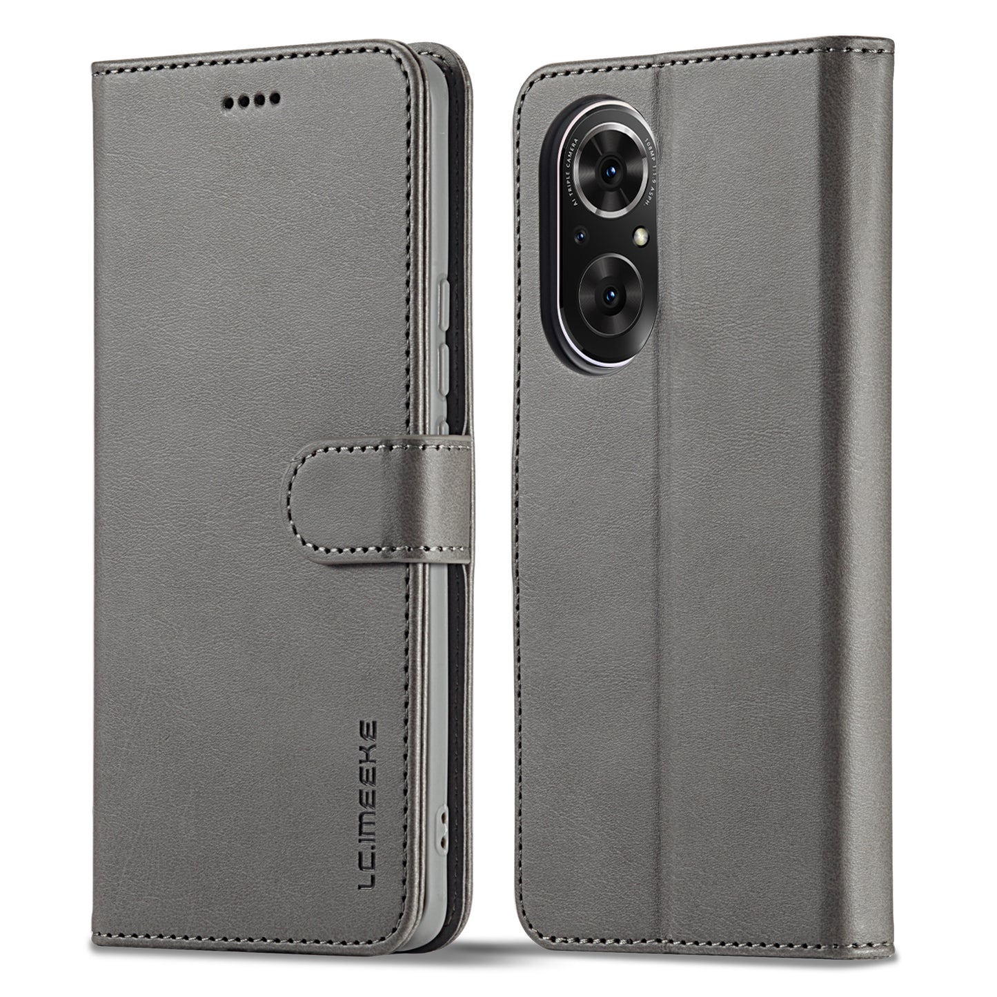 For-Honor-50-SE-LC.IMEEKE-Calf-Texture-Leather-Phone-Case(Grey)