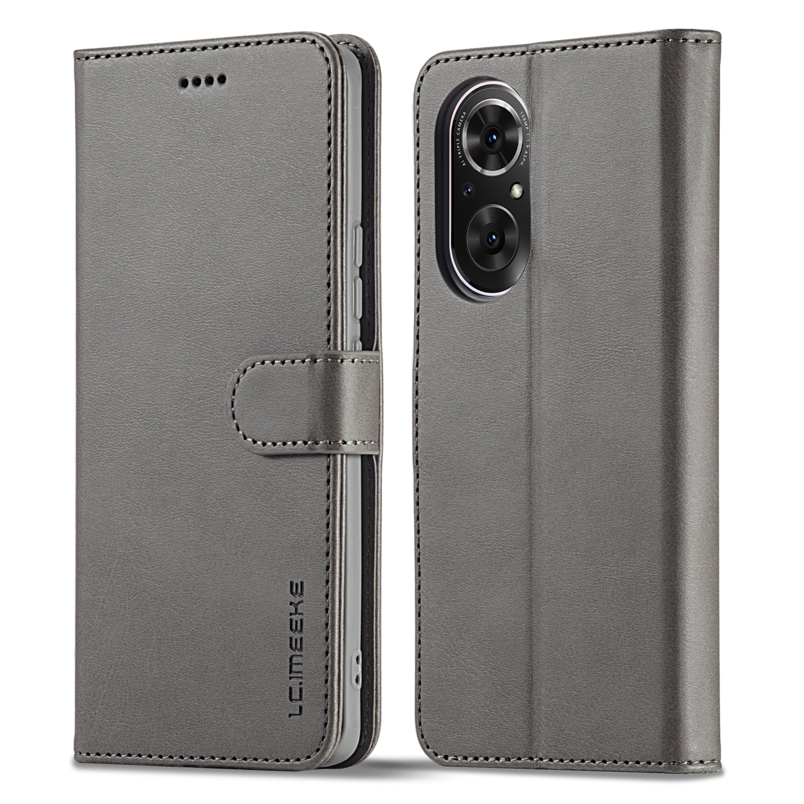 For-Honor-50-SE-LC.IMEEKE-Calf-Texture-Leather-Phone-Case(Grey)