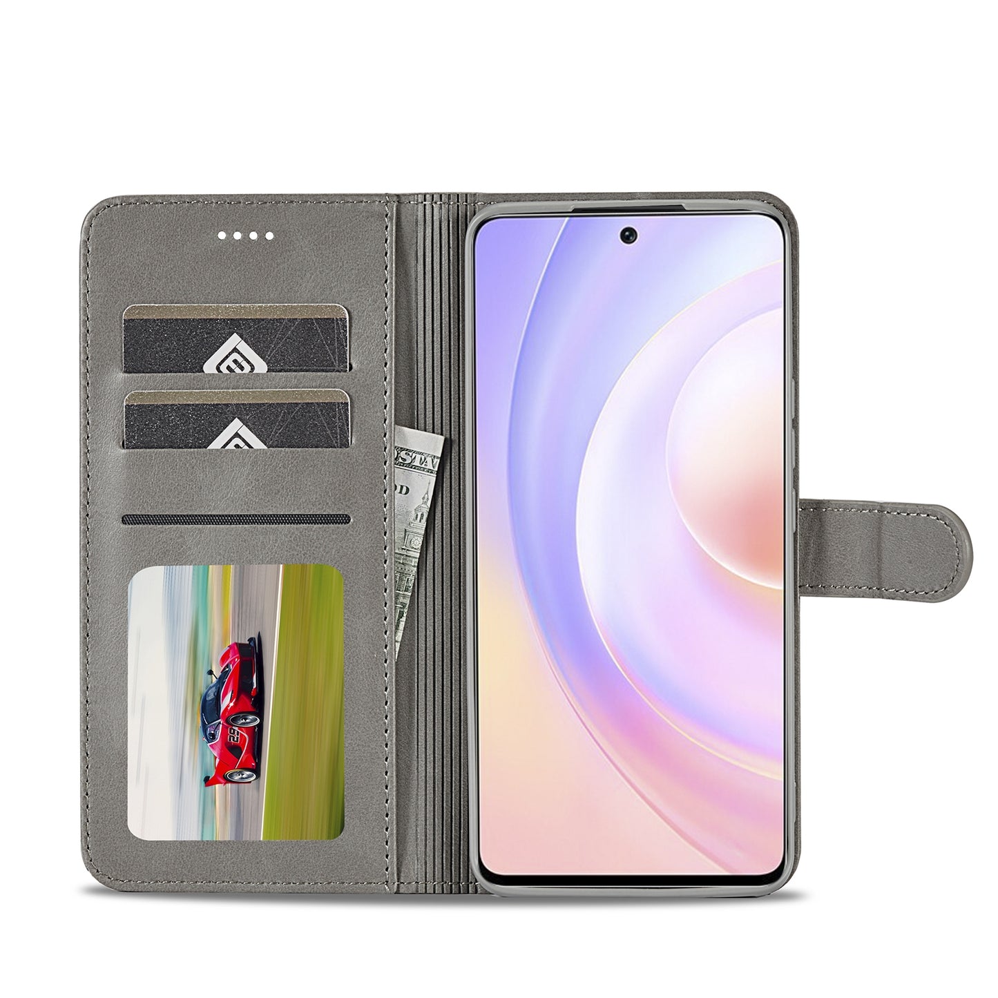 For-Honor-50-SE-LC.IMEEKE-Calf-Texture-Leather-Phone-Case(Grey)