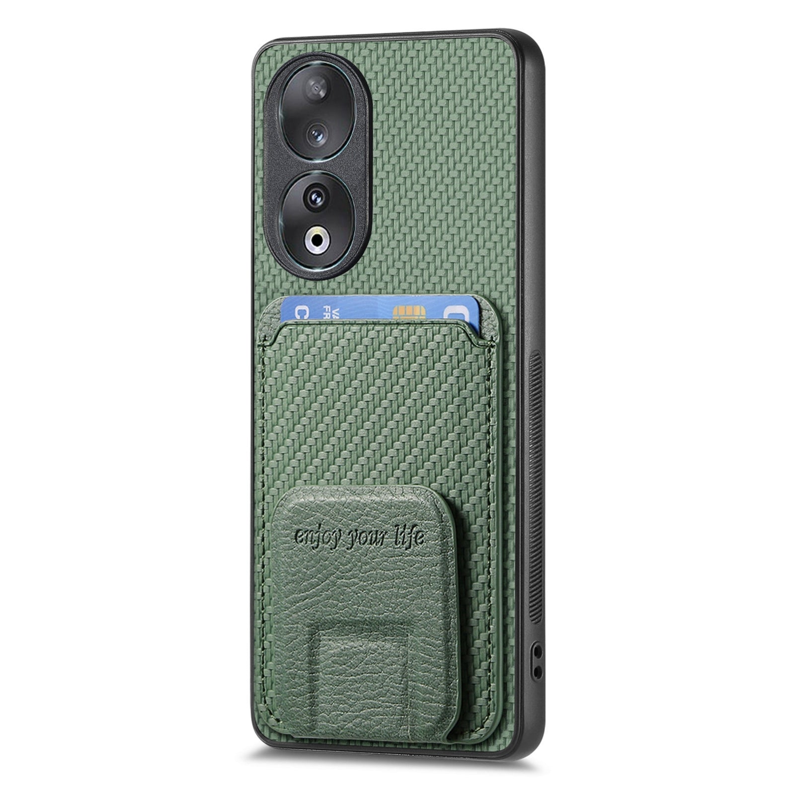 For-Honor-50-Carbon-Fiber-Card-Bag-Fold-Stand-Phone-Case(Green)
