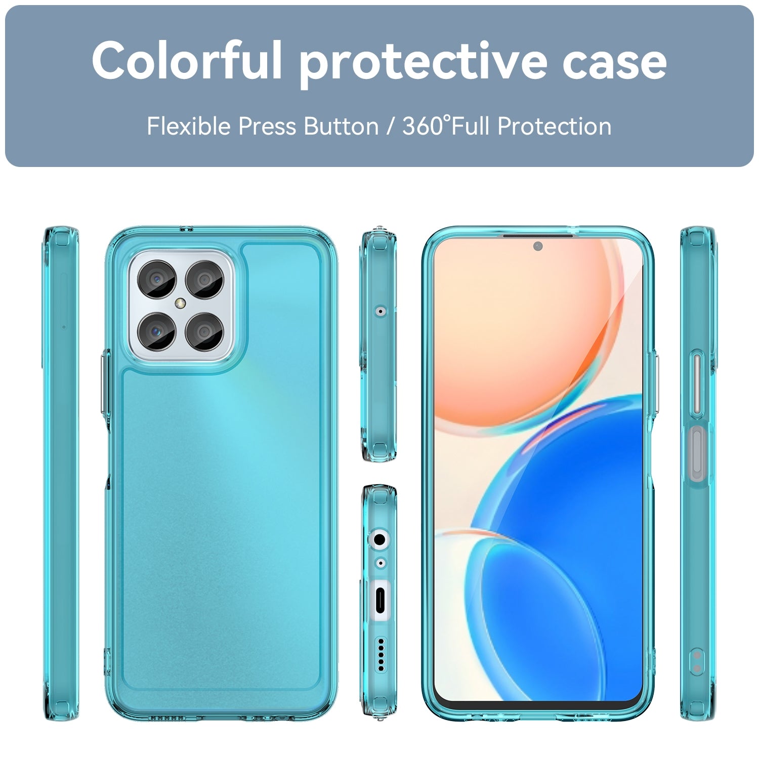 For-Honor-70-Lite-Candy-Series-TPU-Phone-Case(Transparent-Blue)