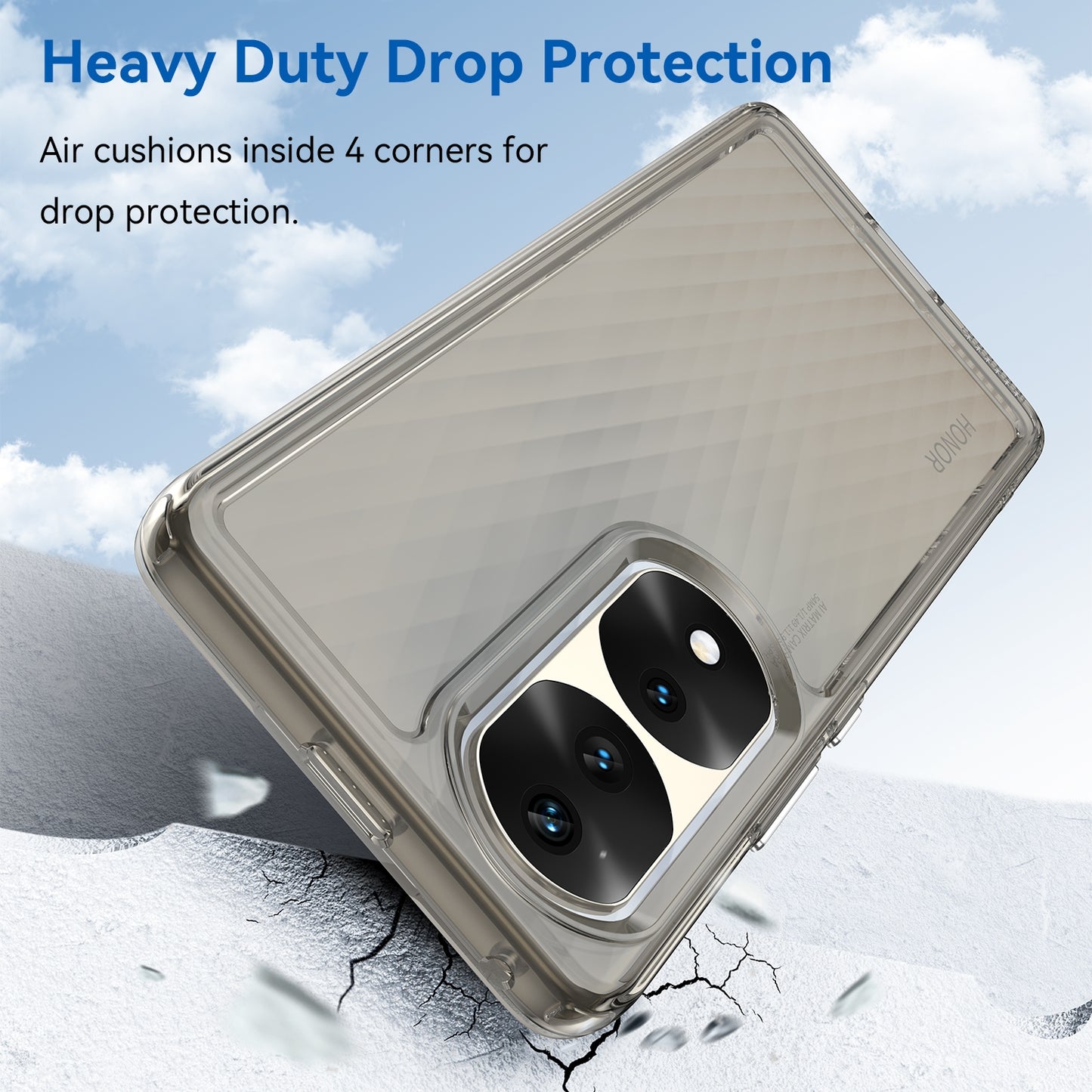 For-Honor-70-Pro+-5G-Candy-Series-TPU-Phone-Case(Transparent-Grey)