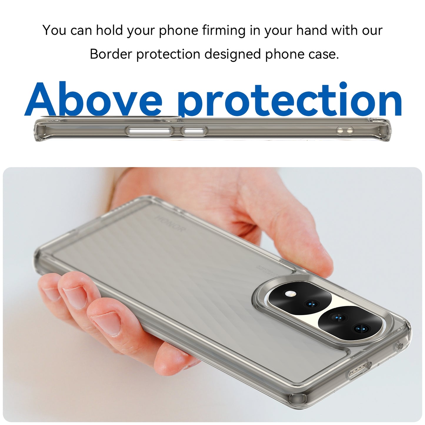 For-Honor-70-Pro+-5G-Candy-Series-TPU-Phone-Case(Transparent-Grey)