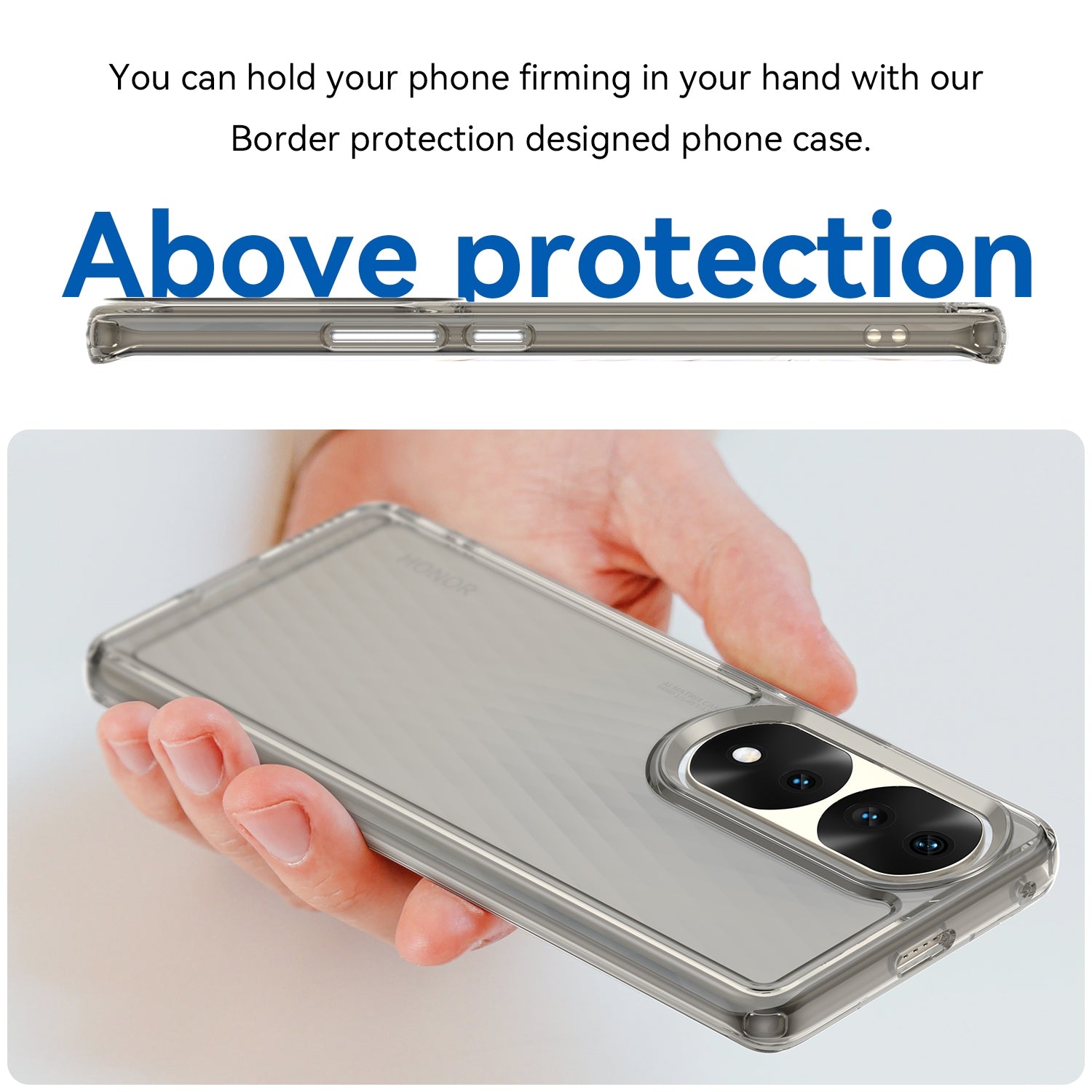 For-Honor-70-Pro+-5G-Candy-Series-TPU-Phone-Case(Transparent-Grey)
