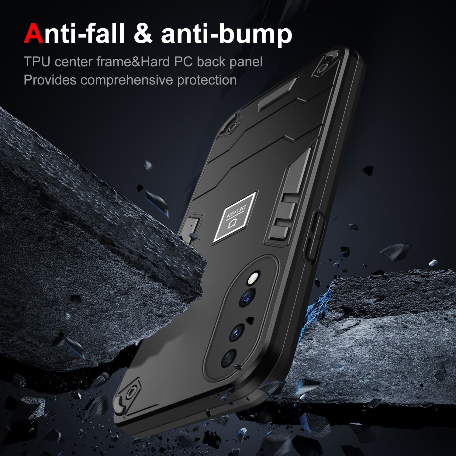 For-Honor-70-2-in-1-Shockproof-Phone-Case(Black)
