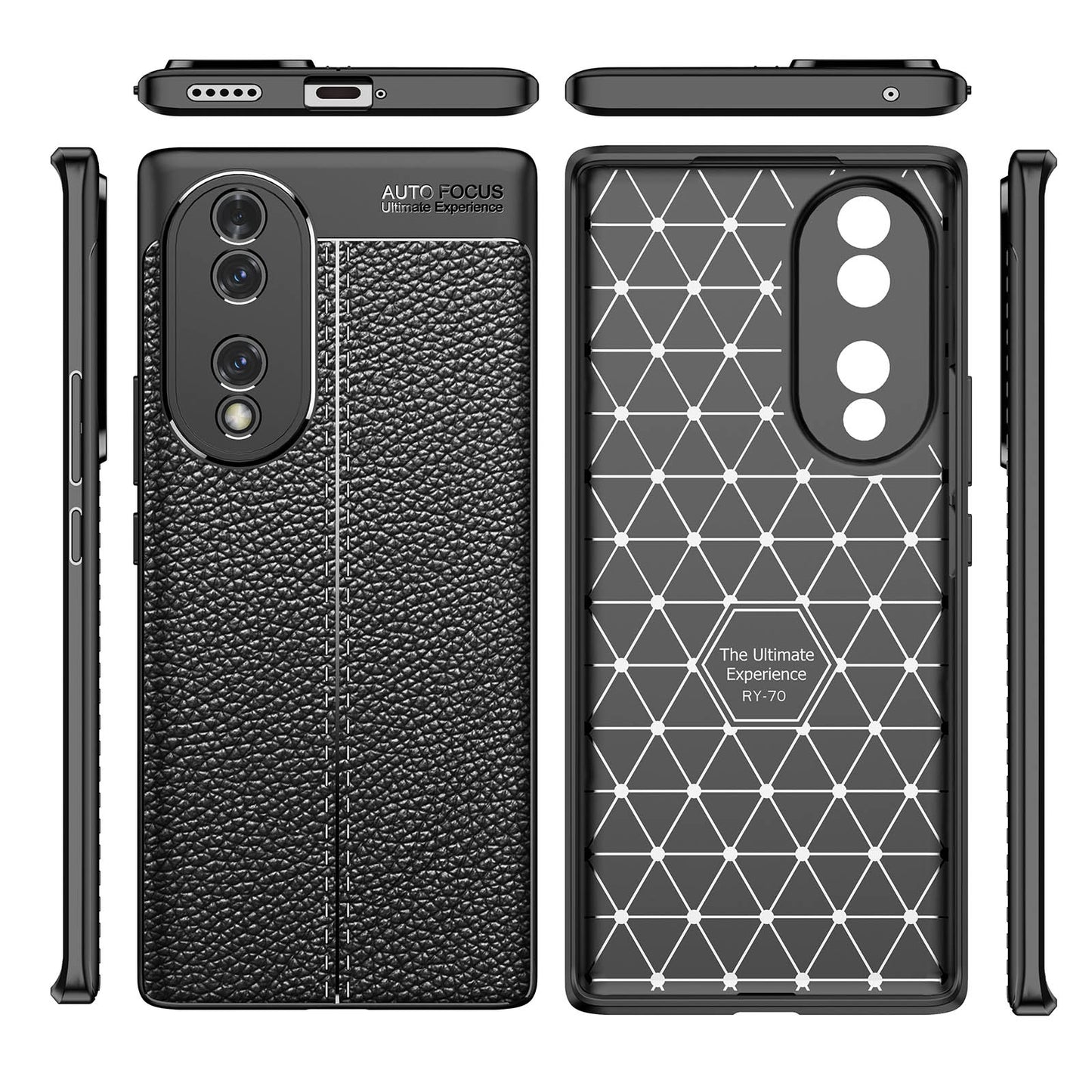For-Honor-70-Litchi-Texture-Shockproof-TPU-Phone-Case(Blue)