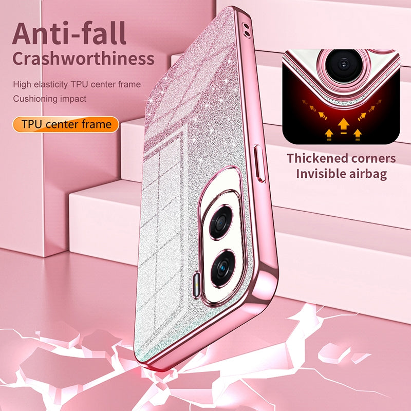 For-Honor-70-Pro-/-70-Pro+-Gradient-Glitter-Powder-Electroplated-Phone-Case(Pink)