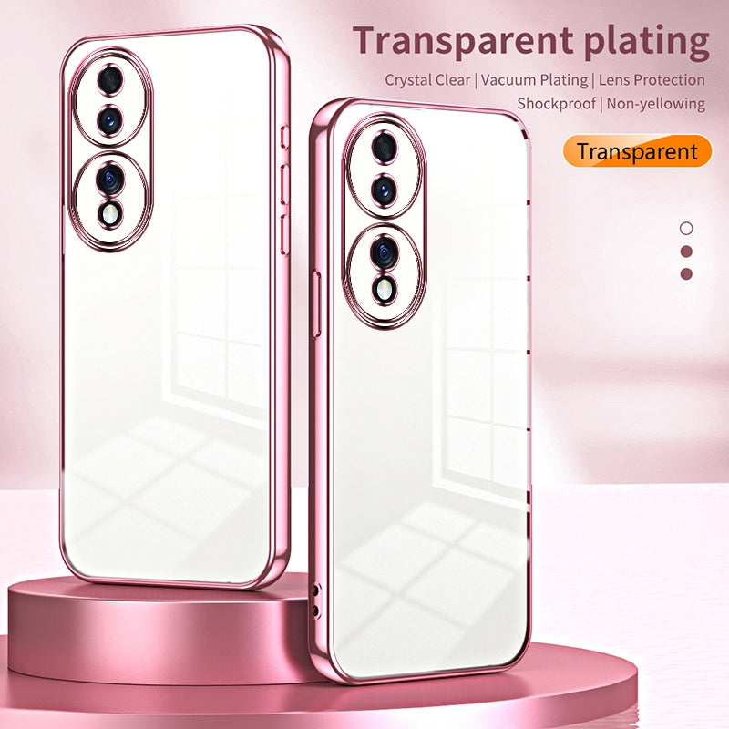 For-Honor-70-Transparent-Plating-Fine-Hole-Phone-Case(Blue)