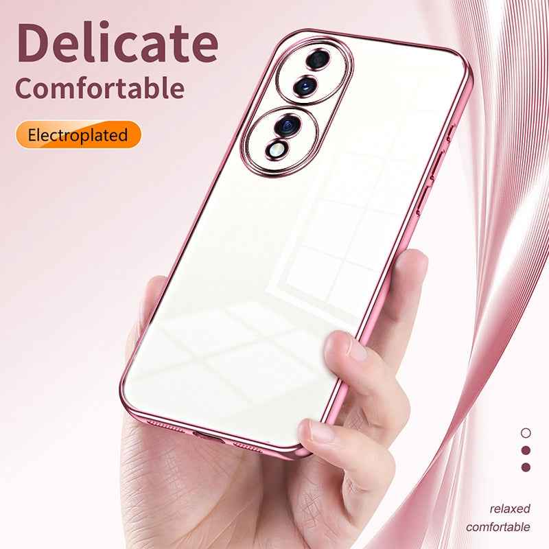For-Honor-70-Transparent-Plating-Fine-Hole-Phone-Case(Blue)