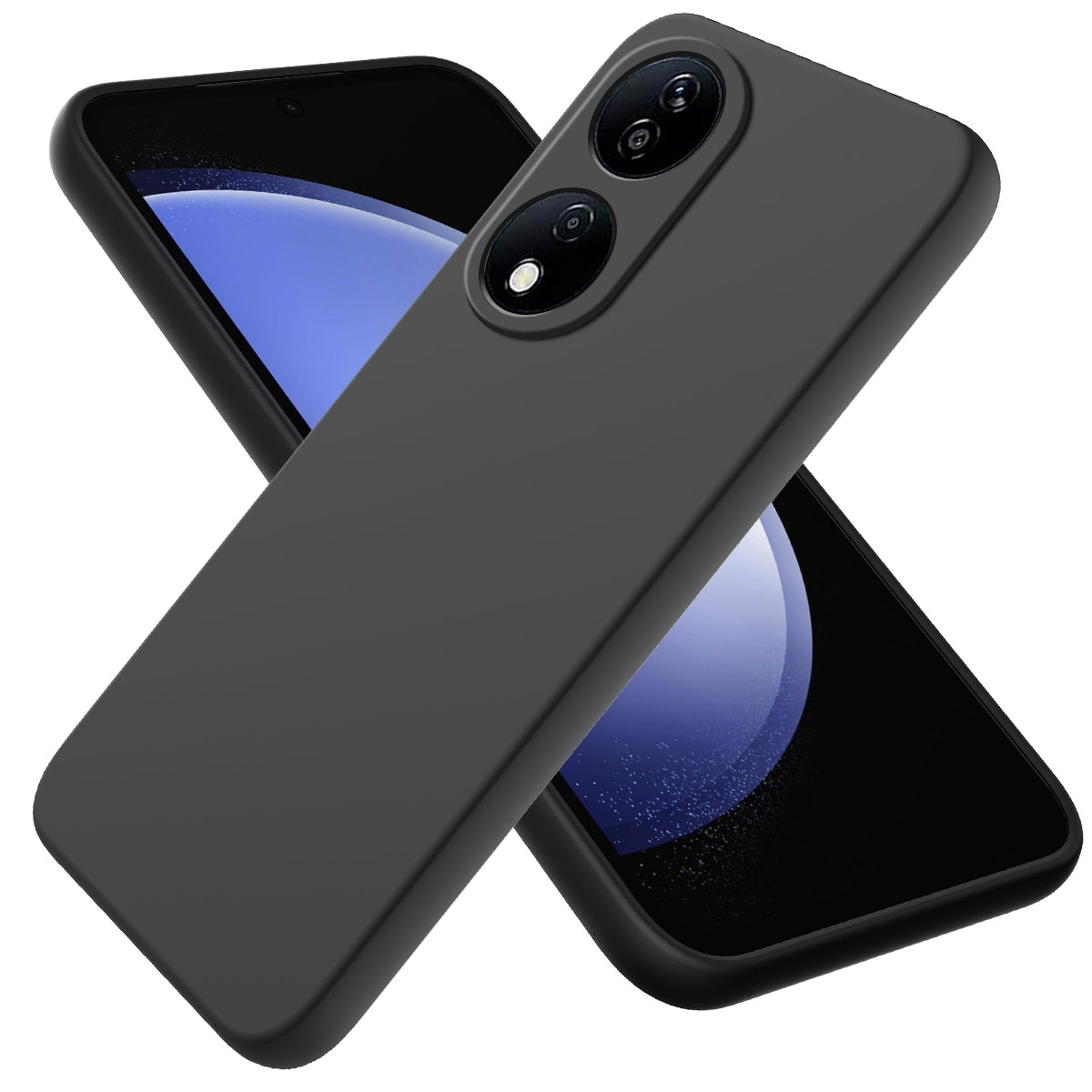 For-Honor-90-Smart-Solid-Color-Liquid-Silicone-Dropproof-Full-Coverage-Phone-Case(Black)