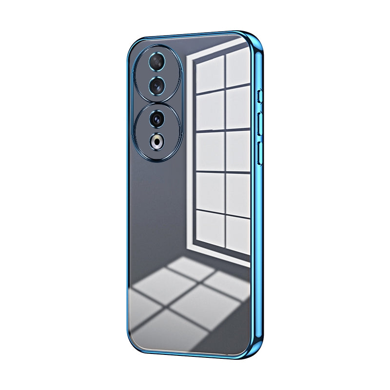 For-Honor-90-Transparent-Plating-Fine-Hole-Phone-Case(Blue)