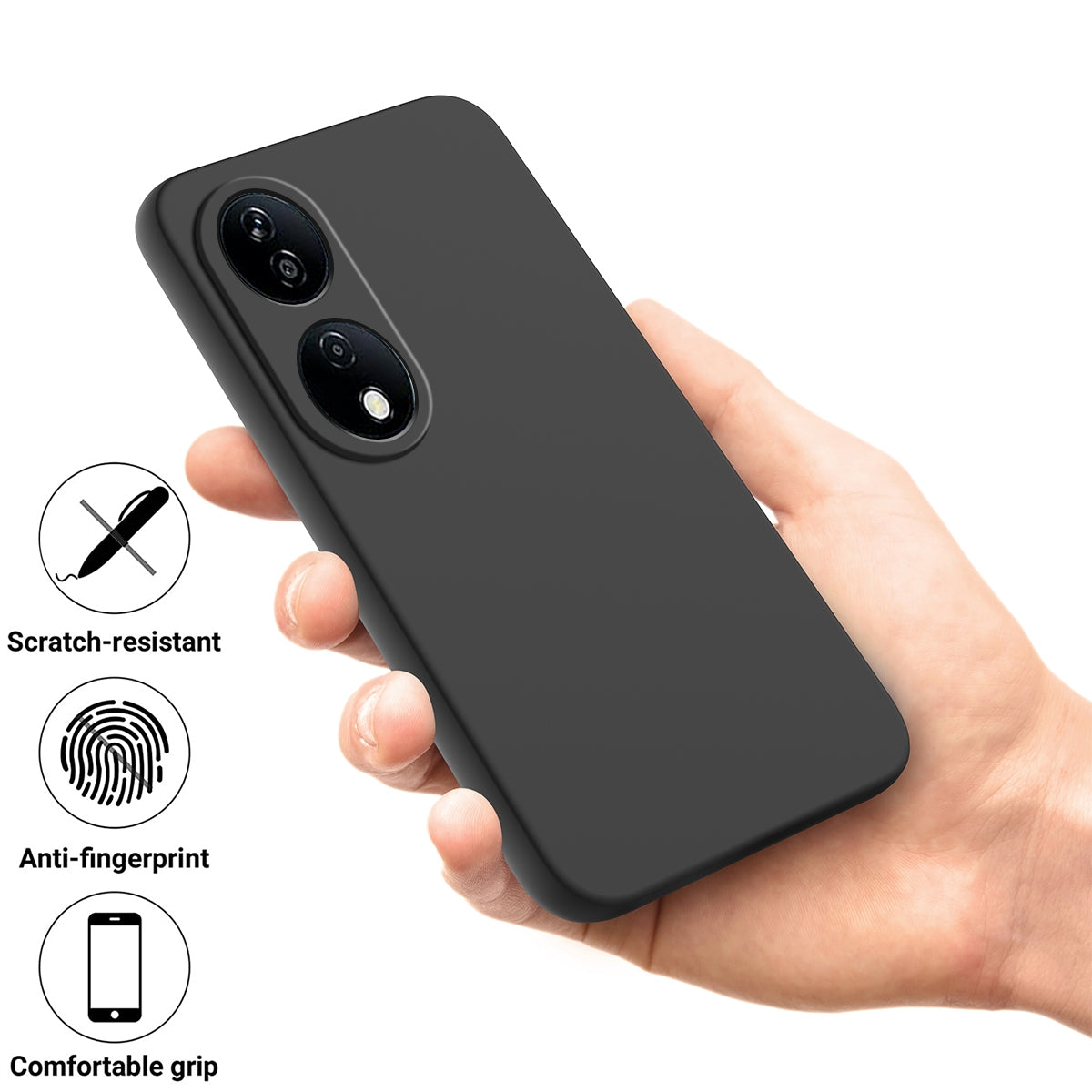 For-Honor-90-Smart-Solid-Color-Liquid-Silicone-Dropproof-Full-Coverage-Phone-Case(Black)