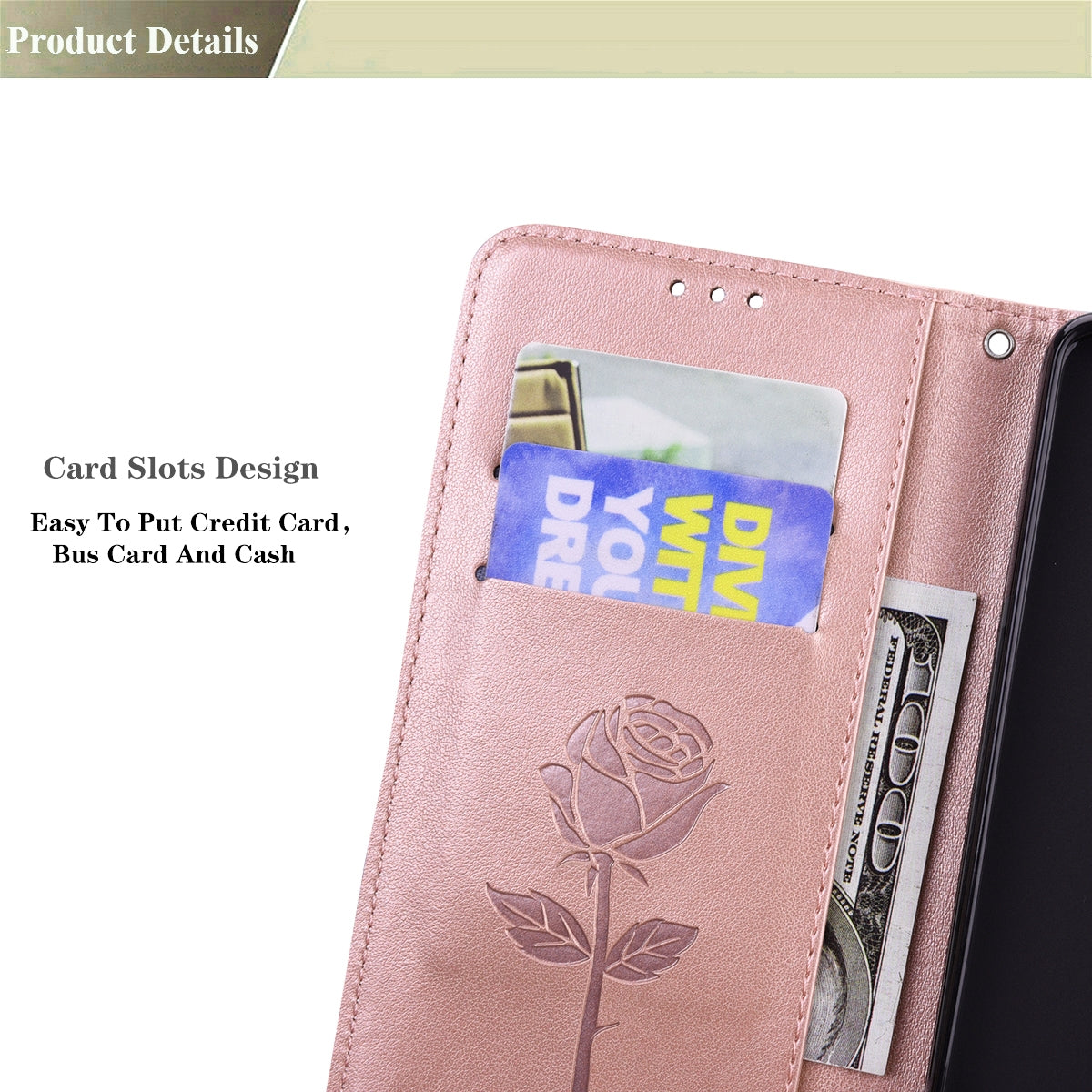 For-Honor-90-Lite-Rose-Embossed-Flip-PU-Leather-Phone-Case(Rose-Gold)