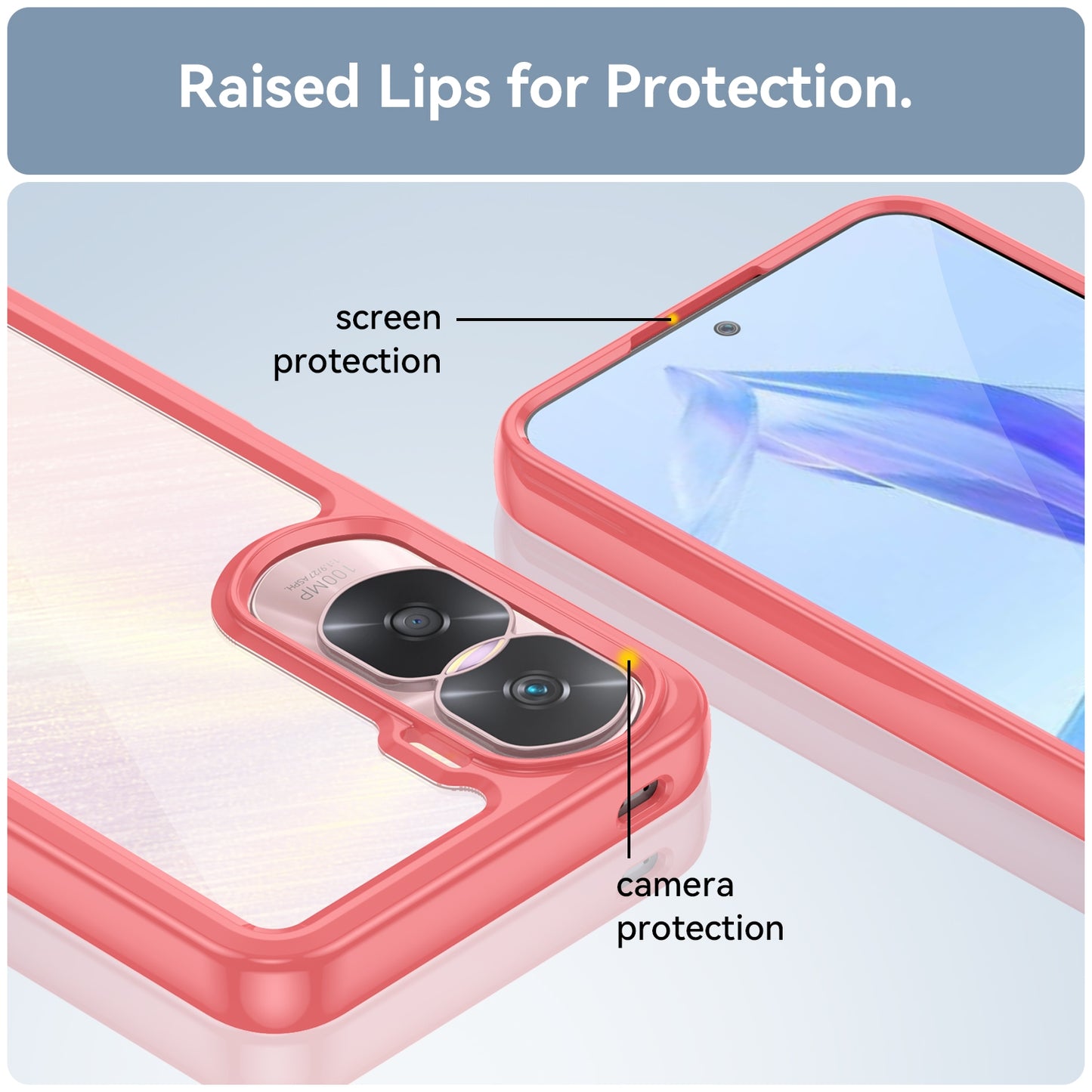 For-Honor-90-Lite-Colorful-Series-Acrylic-Hybrid-TPU-Phone-Case(Red)