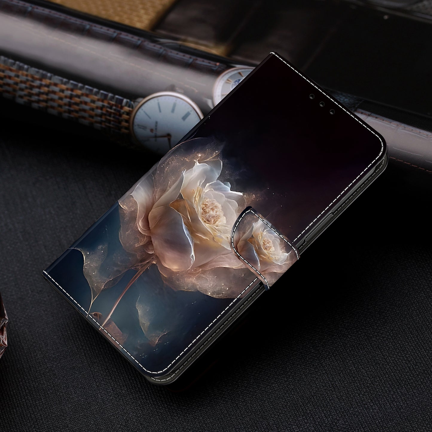 For-Honor-90-Lite-Crystal-Painted-Leather-Phone-case(Peony)