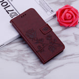 For-Honor-90-Lite-Rose-Embossed-Flip-PU-Leather-Phone-Case(Brown)