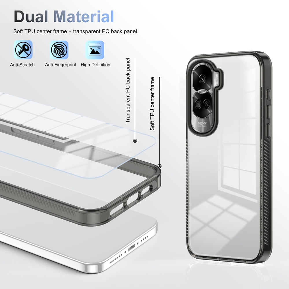 For-Honor-90-Lite-Anti-slip-Clear-Acrylic-Hybrid-TPU-Phone-Case(Black)