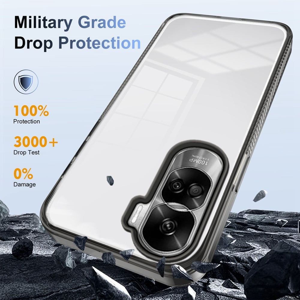 For-Honor-90-Lite-Anti-slip-Clear-Acrylic-Hybrid-TPU-Phone-Case(Black)
