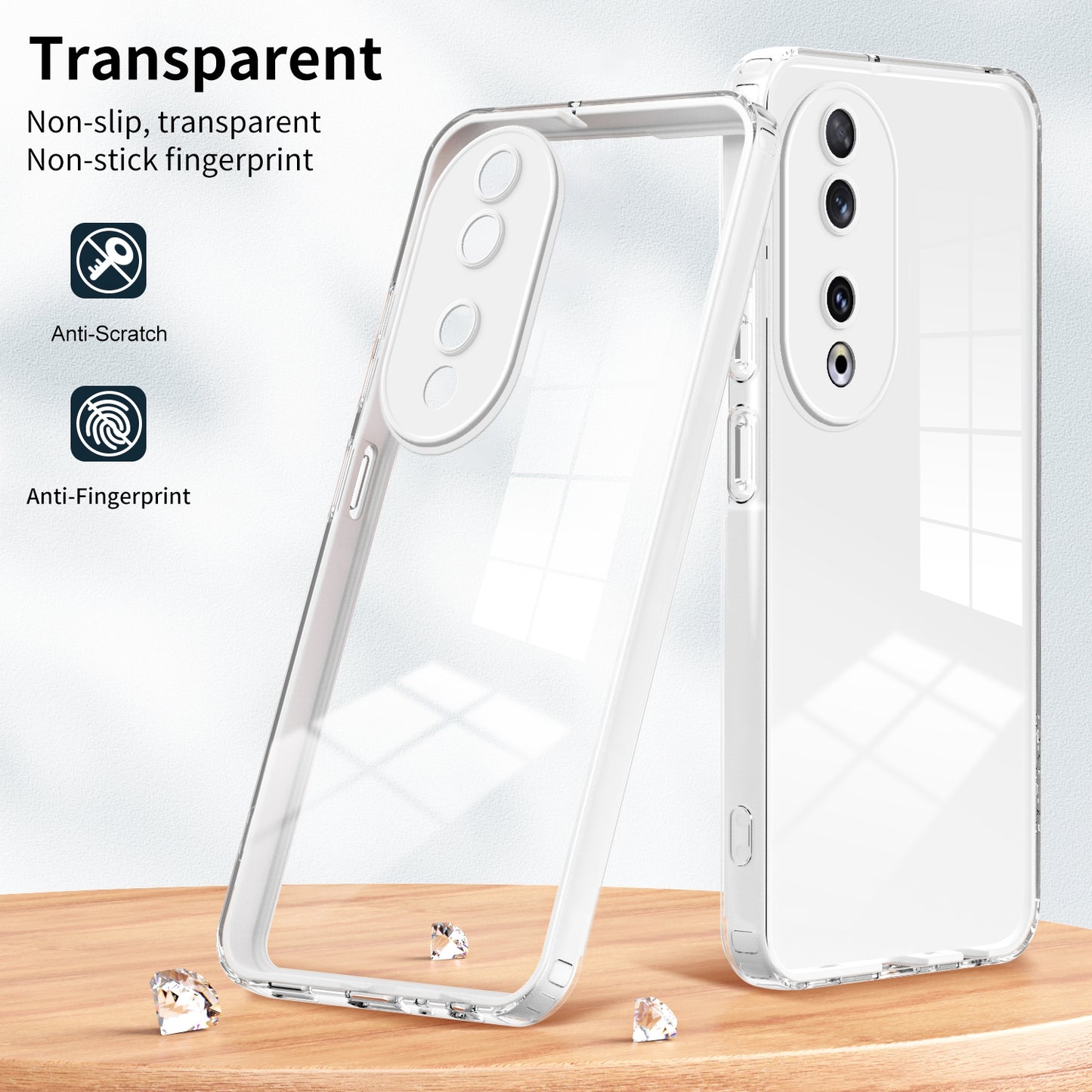 For-Honor-90-3-in-1-Clear-TPU-Color-PC-Frame-Phone-Case(White)