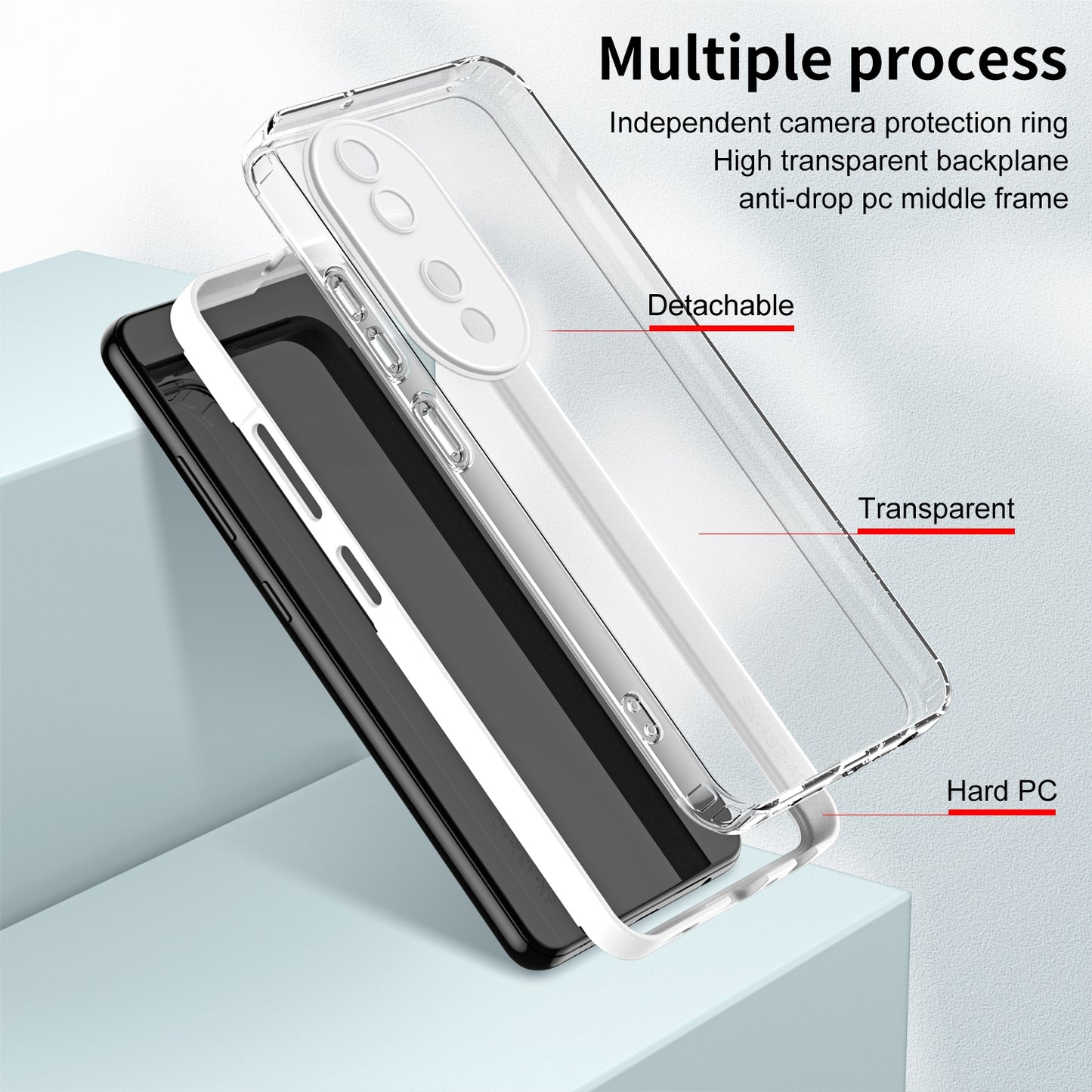 For-Honor-90-3-in-1-Clear-TPU-Color-PC-Frame-Phone-Case(White)